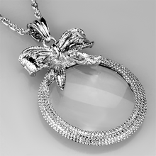3W911 - Brass Magnifier pendant Rhodium Women Synthetic Clear