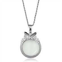 3W921 - Brass Magnifier pendant Rhodium Women Top Grade Crystal Clear