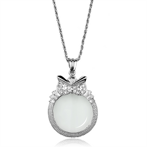 3W921 - Brass Magnifier pendant Rhodium Women Top Grade Crystal Clear