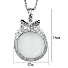 3W921 - Brass Magnifier pendant Rhodium Women Top Grade Crystal Clear
