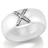 3W948 - Stainless Steel Ring High polished (no plating) Women Ceramic White