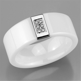 3W952 - Stainless Steel Ring High polished (no plating) Women Ceramic White