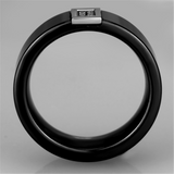 3W953 - Stainless Steel Ring High polished (no plating) Women Ceramic Jet