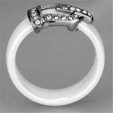 3W955 - Stainless Steel Ring High polished (no plating) Women Ceramic White