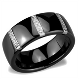 3W956 - High polished (no plating) Stainless Steel Ring with Ceramic  in Jet