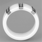 3W957 - Stainless Steel Ring High polished (no plating) Women Ceramic White