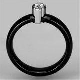3W959 - Stainless Steel Ring High polished (no plating) Women Ceramic Jet
