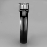 3W959 - High polished (no plating) Stainless Steel Ring with Ceramic  in Jet