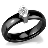 3W959 - High polished (no plating) Stainless Steel Ring with Ceramic  in Jet