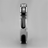 3W962 - High polished (no plating) Stainless Steel Ring with Ceramic  in Jet