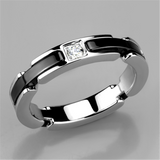 3W962 - Stainless Steel Ring High polished (no plating) Women Ceramic Jet