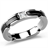 3W962 - Stainless Steel Ring High polished (no plating) Women Ceramic Jet