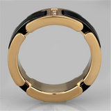3W964 - Stainless Steel Ring IP Rose Gold(Ion Plating) Women Ceramic Jet