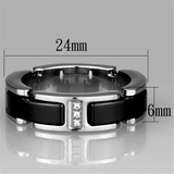 3W966 - High polished (no plating) Stainless Steel Ring with Ceramic  in Jet