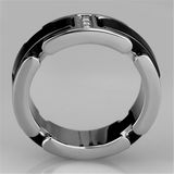 3W966 - High polished (no plating) Stainless Steel Ring with Ceramic  in Jet