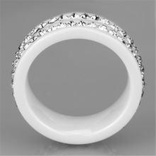 3W970 - High polished (no plating) Stainless Steel Ring with Ceramic  in White