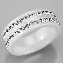 3W970 - High polished (no plating) Stainless Steel Ring with Ceramic  in White