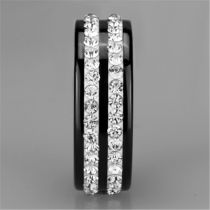 3W971 - High polished (no plating) Stainless Steel Ring with Ceramic  in Jet