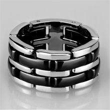 3W974 - High polished (no plating) Stainless Steel Ring with Ceramic  in Jet
