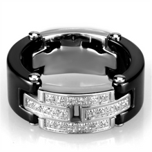 3W976 - Stainless Steel Ring High polished (no plating) Women Ceramic Jet