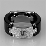 3W976 - Stainless Steel Ring High polished (no plating) Women Ceramic Jet