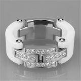 3W977 - Stainless Steel Ring High polished (no plating) Women Ceramic White