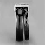 3W978 - High polished (no plating) Stainless Steel Ring with Ceramic  in Jet