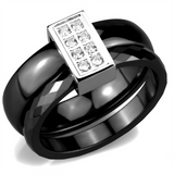 3W978 - Stainless Steel Ring High polished (no plating) Women Ceramic Jet