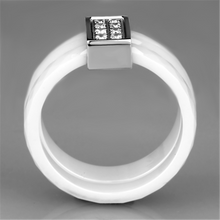 3W979 - High polished (no plating) Stainless Steel Ring with Ceramic  in White