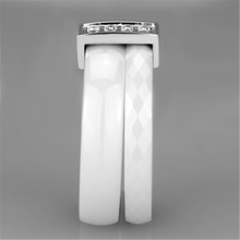 3W979 - High polished (no plating) Stainless Steel Ring with Ceramic  in White