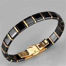 3W986 - Stainless Steel Bracelet IP Rose Gold(Ion Plating) Women Ceramic Jet