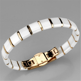 3W987 - Stainless Steel Bracelet IP Rose Gold(Ion Plating) Women Ceramic White