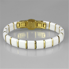 3W989 - Stainless Steel Bracelet IP Gold(Ion Plating) Women Ceramic White