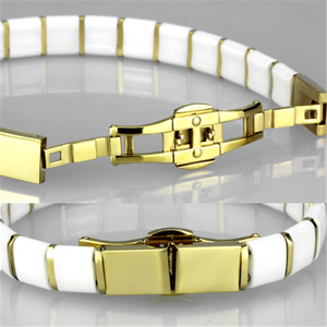 3W989 - Stainless Steel Bracelet IP Gold(Ion Plating) Women Ceramic White