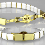 3W989 - Stainless Steel Bracelet IP Gold(Ion Plating) Women Ceramic White