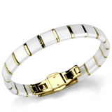 3W989 - Stainless Steel Bracelet IP Gold(Ion Plating) Women Ceramic White