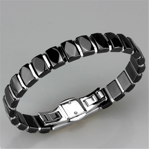 3W990 - Stainless Steel Bracelet High polished (no plating) Women Ceramic Jet