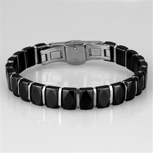 3W990 - Stainless Steel Bracelet High polished (no plating) Women Ceramic Jet