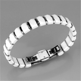 3W991 - Stainless Steel Bracelet High polished (no plating) Women Ceramic White