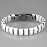 3W991 - Stainless Steel Bracelet High polished (no plating) Women Ceramic White