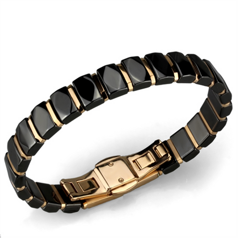 3W992 - Stainless Steel Bracelet IP Rose Gold(Ion Plating) Women Ceramic Jet