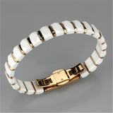 3W993 - Stainless Steel Bracelet IP Rose Gold(Ion Plating) Women Ceramic White