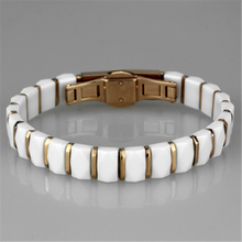 3W993 - Stainless Steel Bracelet IP Rose Gold(Ion Plating) Women Ceramic White