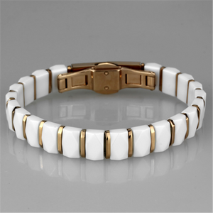 3W993 - Stainless Steel Bracelet IP Rose Gold(Ion Plating) Women Ceramic White