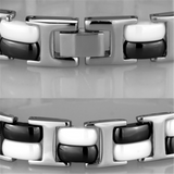 3W998 - Stainless Steel Bracelet High polished (no plating) Women Ceramic Jet