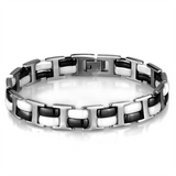 3W998 - High polished (no plating) Stainless Steel Bracelet with Ceramic  in Jet