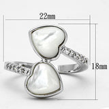 3w317 - Brass Ring Rhodium Women Precious Stone White