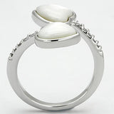 3w317 - Brass Ring Rhodium Women Precious Stone White