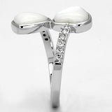 3w317 - Brass Ring Rhodium Women Precious Stone White