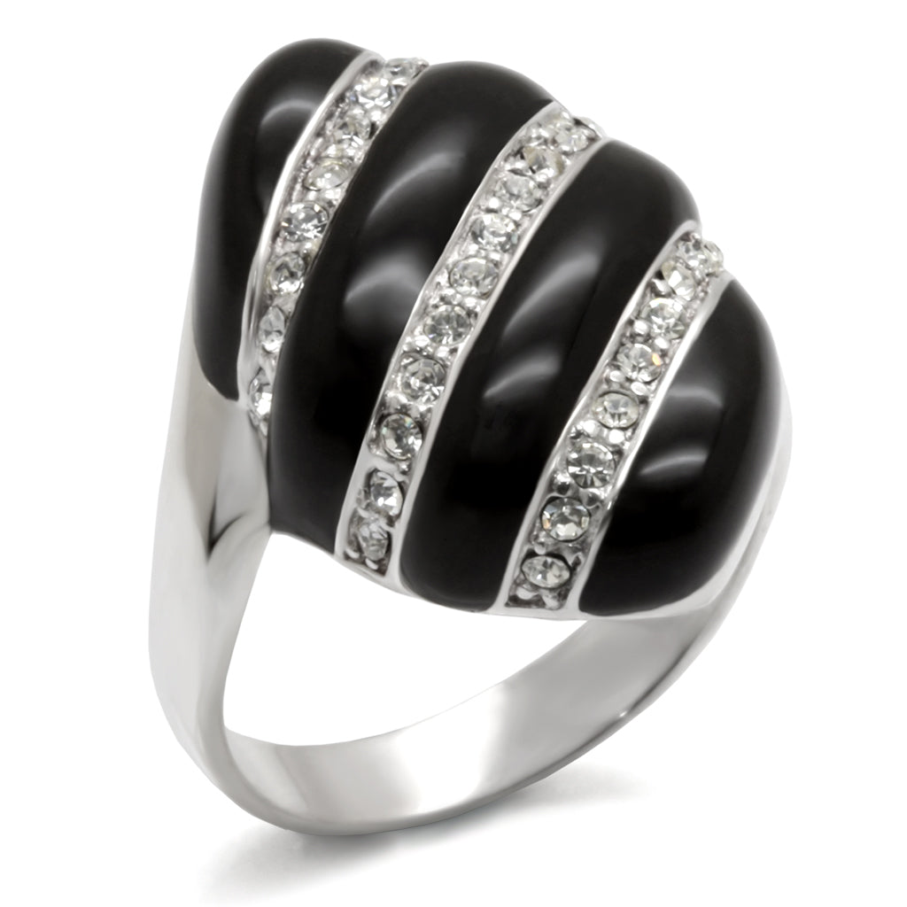 40314 - 925 Sterling Silver Ring High-Polished Women Top Grade Crystal Clear